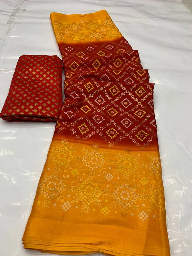 Mahek 72 Designer Bandhani Print Georgette Regular Wear Latest Saree